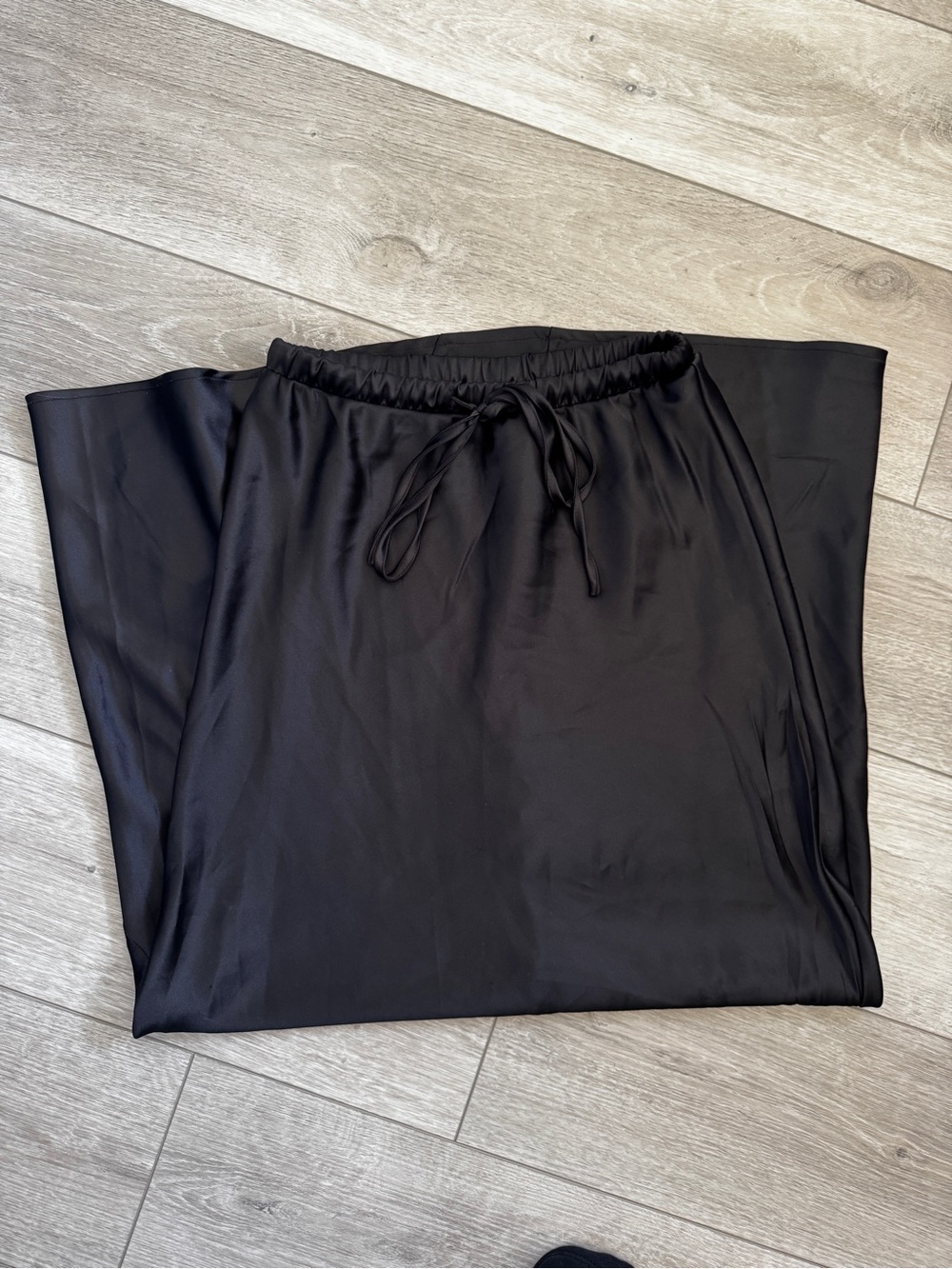 Women's Black Maxi Skirt with Drawstring Waist